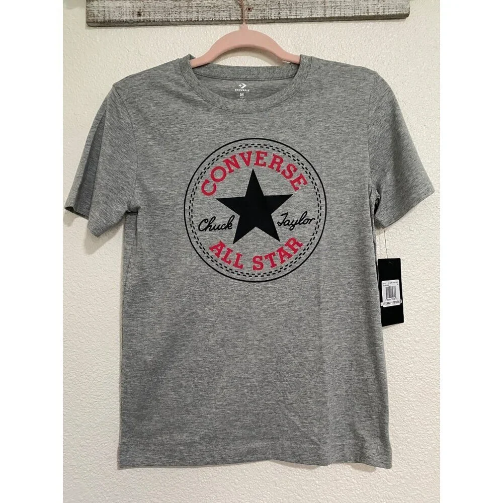 CONVERSE Boys Logo T- Shirt, Crewneck, Size M- 10-12 Years, Grey